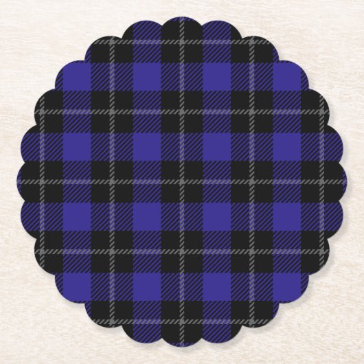 Royal Blue Black Plaid Kartonnen Onderzetters (Voorkant)
