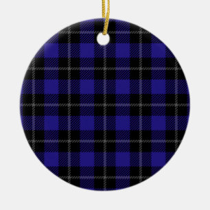 Royal Blue Black Plaid Keramisch Ornament
