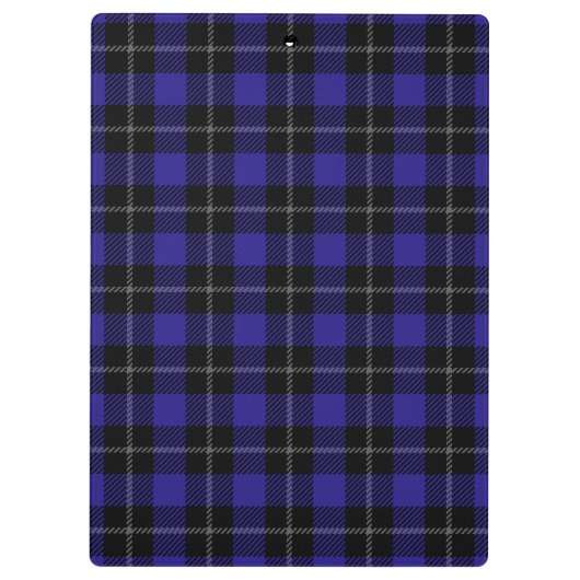 Royal Blue Black Plaid Klembord (Achterkant)