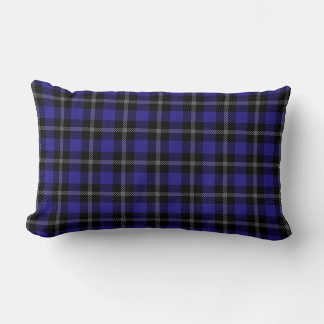Royal Blue Black Plaid Kussen (Voorkant)