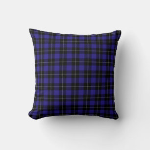 Royal Blue Black Plaid Kussen