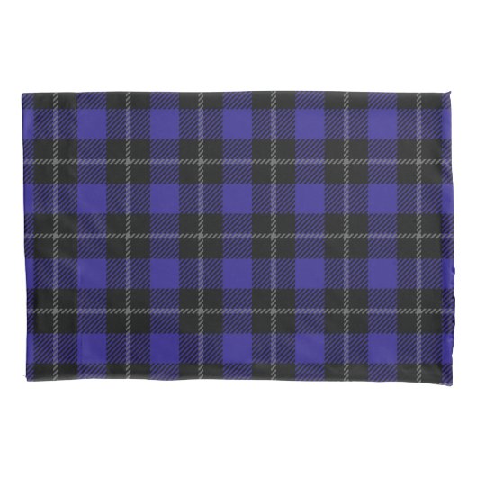 Royal Blue Black Plaid Kussensloop (Voorkant)