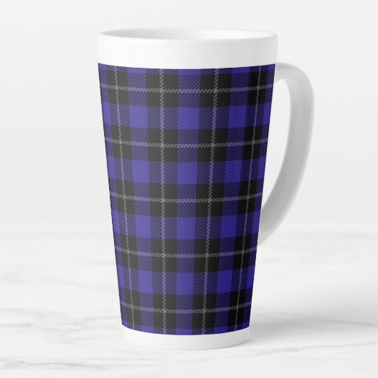 Royal Blue Black Plaid Latte Mok (Rechterhoek)