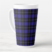 Royal Blue Black Plaid Latte Mok (Linkerhoek)