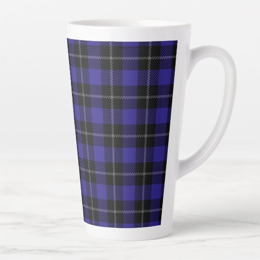 Royal Blue Black Plaid Latte Mok (Rechts)