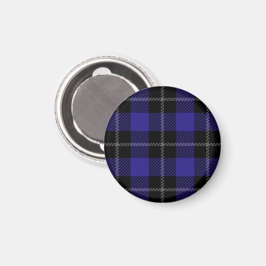 Royal Blue Black Plaid Magneet (Voorkant / Achterkant)