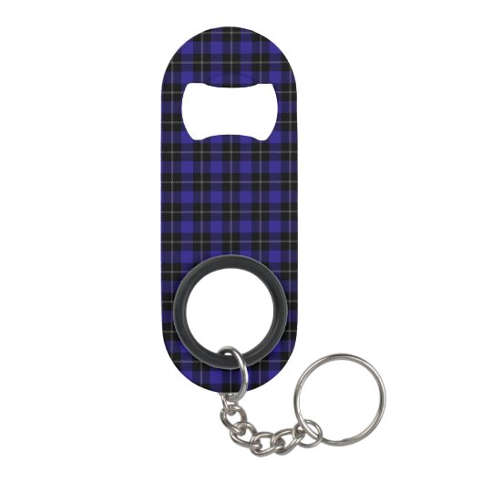 Royal Blue Black Plaid Mini Flessenopener (Achterkant)