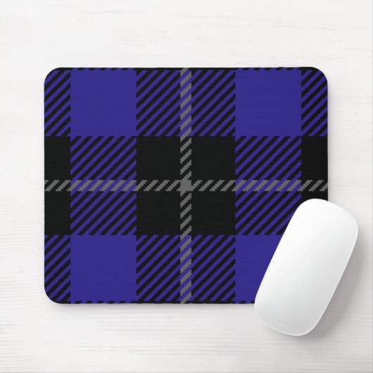 Royal Blue Black Plaid Muismat (Met muis)