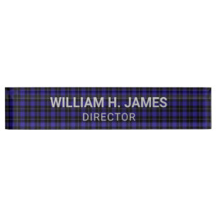 Royal Blue Black Plaid Naambordje