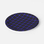 Royal Blue Black Plaid Papieren Bordje (Gekanteld)