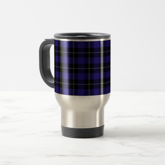Royal Blue Black Plaid Reisbeker (Voorkant links)