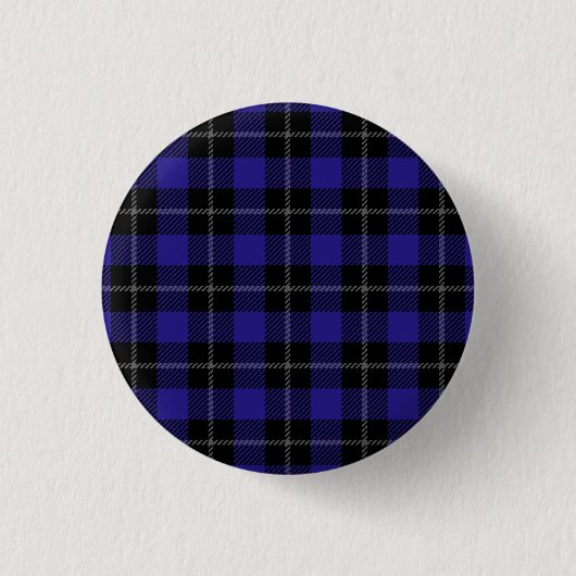 Royal Blue Black Plaid Ronde Button 3,2 Cm (Voorkant)