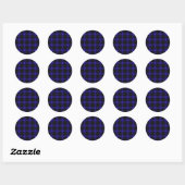Royal Blue Black Plaid Ronde Sticker (Vel)