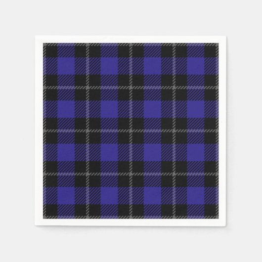 Royal Blue Black Plaid Servet (Voorkant)
