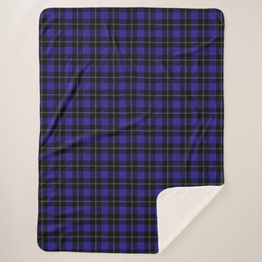 Royal Blue Black Plaid Sherpa Deken (Voorkant)