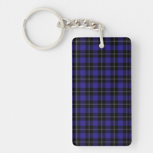 Royal Blue Black Plaid Sleutelhanger (Voorkant)