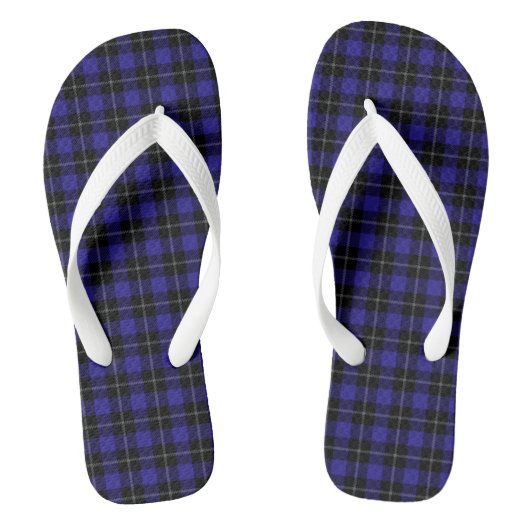 Royal Blue Black Plaid Teenslippers (Voetbed)