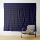 Royal Blue Black Plaid Wandkleed (In Situ (horizontaal))