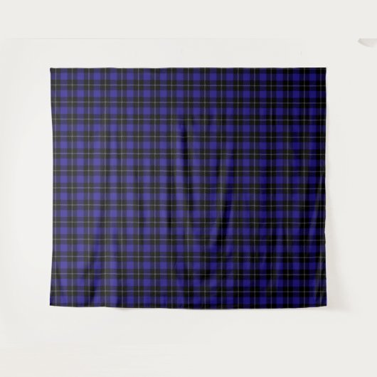 Royal Blue Black Plaid Wandkleed (Voorkant (horizontaal))