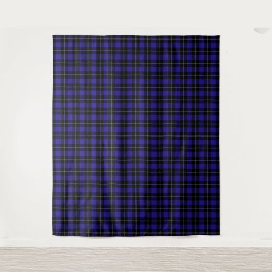 Royal Blue Black Plaid Wandkleed (Voorkant)