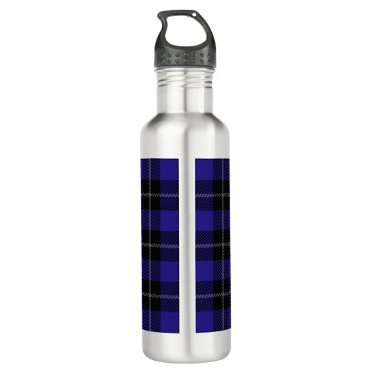 Royal Blue Black Plaid Waterfles (Achterkant)