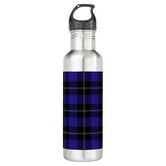 Royal Blue Black Plaid Waterfles (Voorkant)