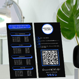 Royal Blue & Black Salon Diensten Menu Logo Toevoe