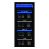 Royal Blue & Black Salon Diensten Menu Voeg Logo t (Voorkant)