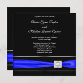 Royal Blue Black Wedding Kaart (Voorkant / Achterkant)