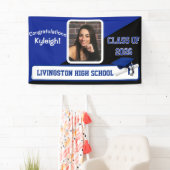 Royal Blue, Black & White Afstuderen Spandoek (Insitu)