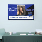 Royal Blue, Black & White Afstuderen Spandoek (Beurs)