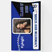 Royal Blue, Black & White Afstuderen Spandoek (Verticaal)