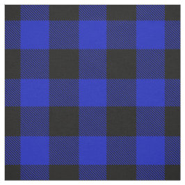 Royal Blue Black XL Buffel Check geruite Tartan Stof