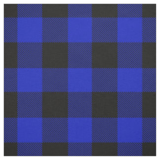 Royal Blue Black XL Buffel Check geruite Tartan Stof