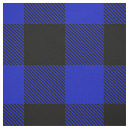 Royal Blue Black XXL Buffel Check geruite Tartan Stof