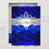 Royal Blue & Black Zebra Sweet 16 Birthday Party 2 Kaart (Voorkant / Achterkant)