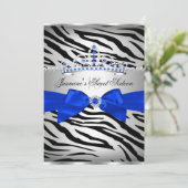 Royal Blue & Black Zebra Sweet 16 Birthday Party Kaart (Staand voorkant)