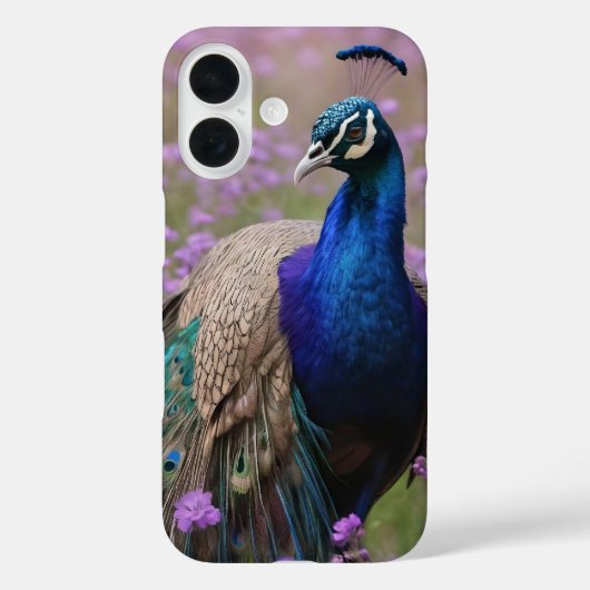 Royal Blue: blauwe pauw in lavendelveld, Case-Mate iPhone Case (Achterkant)