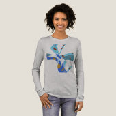 Royal Blue Blauwgroen met cirkels Abstracte bloemk Tri-Blend Shirt (Voorkant)