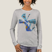 Royal Blue Blauwgroen met cirkels Abstracte bloemk Tri-Blend Shirt (Voorkant)