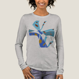 Royal Blue Blauwgroen met cirkels Abstracte bloemk Tri-Blend Shirt