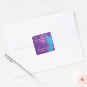 Royal Blue, Blauwgroen, Paars Peacock Wedding Vierkante Sticker (Envelop)