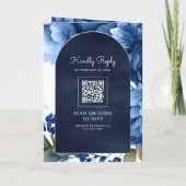 Royal Blue Bloem Mason Jar QR Code Marine Huwelijk (Achterkant)