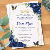 Royal Blue Bloemen Bloemen Bloemen Quinceañera Vli Acryl Uitnodigingen