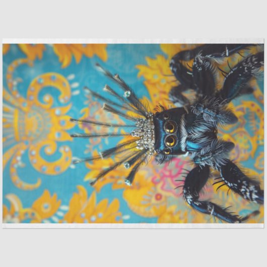 Royal Blue Bloemen Peacock Spider Art Tissuepapier (Voorkant)