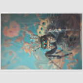 Royal Blue  Bloemen Peacock Spider Design Tissuepapier (Voorkant)