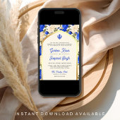 Royal Blue Bloemen Punjabi Anand Karaj Sikh Bruilo Kaart