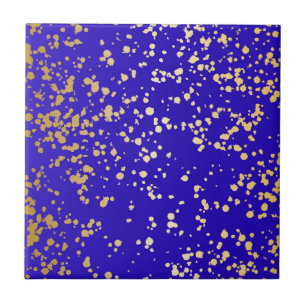 Royal Blue Blond Gold Glitter Ceramic Tegel Tegeltje