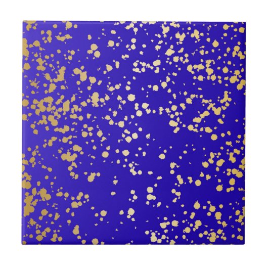 Royal Blue Blond Gold Glitter Ceramic Tegel Tegeltje (Voorkant)