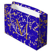 Royal Blue Blond Gold Glitter Personalize Gift Bag Groot Cadeauzakje (Achterkant Gekanteld)